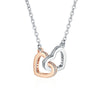Wholesale Jewelry Silver 925 Sterling Heart Shape Double Ring Necklace