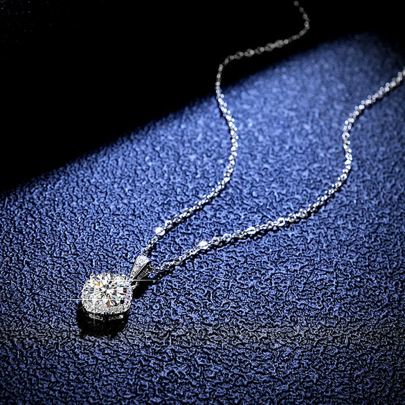 Wholesale Jewelry Silver 925 Sterling Pendant Moissanite Four Claw Square Bag Style Leaves Water Wave Chain Necklace For Women