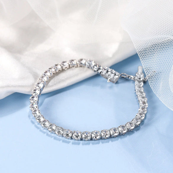 Wholesale Jewelry Silver 925 Sterling Silver Bracelet With Zircon Diamonds Geometric Style Electroplated