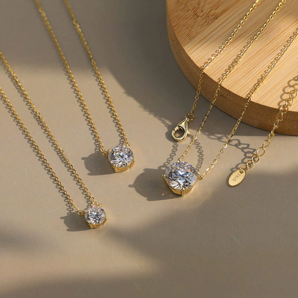 Wholesale Jewelry Silver 925 Sterling Silver Geometric Pendant Necklace Electroplating Fourprong High Carbon Zircon Unisex Cross Chain