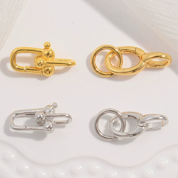 Wholesale Jewelry Silver 925 Sterling Silver Ushaped Horseshoe Spring Buckle Electroplated Bracelet Necklace