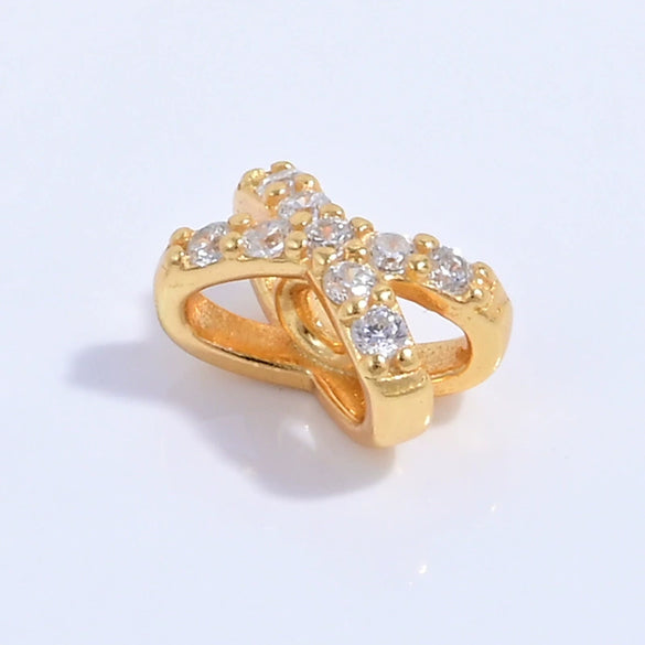 Wholesale Jewelry Silver Zirconia Cross Xshaped Fivepointed Star Porous Beads Bracelet Necklace