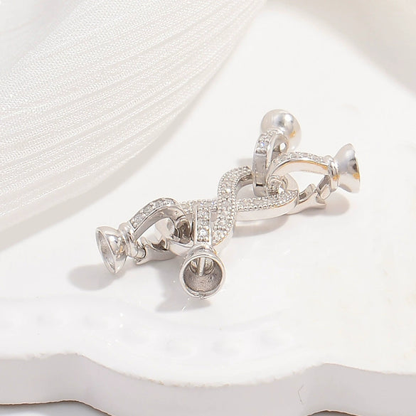 Wholesale Jewelry 925 Silver Zirconia Figure 8 Buckle Handmade Diy Necklace Bracelet