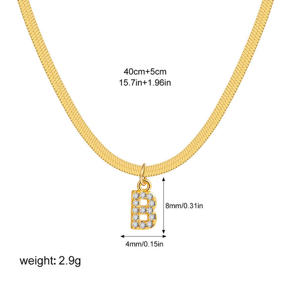 Wholesale Jewelry Simple Allmatch Copper Oshaped Chain Necklace With Letter Pattern 18K Gold Plated