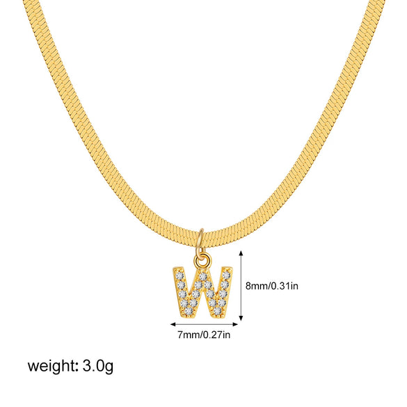 Wholesale Jewelry Simple Allmatch Copper Oshaped Chain Necklace With Letter Pattern 18K Gold Plated