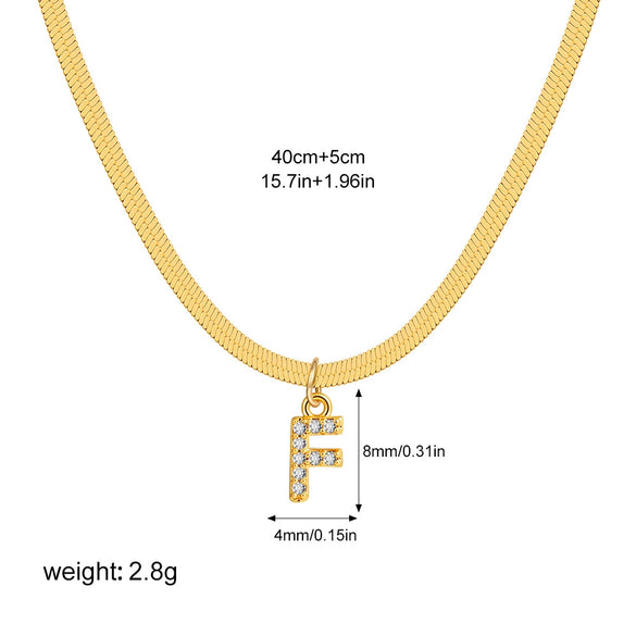 Wholesale Jewelry Simple Allmatch Copper Oshaped Chain Necklace With Letter Pattern 18K Gold Plated