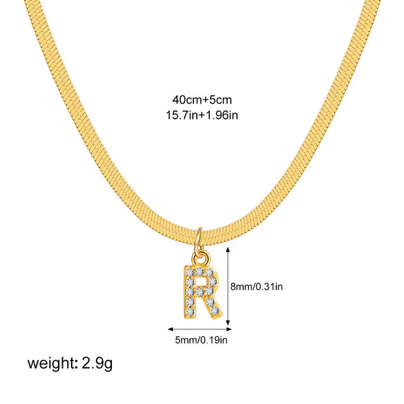 Wholesale Jewelry Simple Allmatch Copper Oshaped Chain Necklace With Letter Pattern 18K Gold Plated