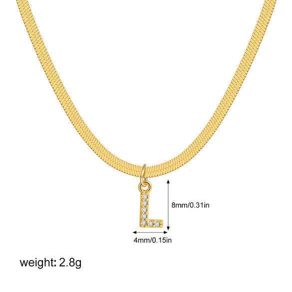 Wholesale Jewelry Simple Allmatch Copper Oshaped Chain Necklace With Letter Pattern 18K Gold Plated