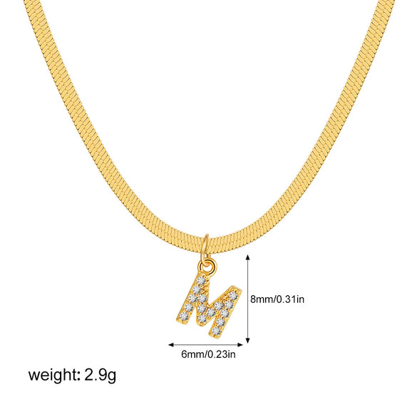 Wholesale Jewelry Simple Allmatch Copper Oshaped Chain Necklace With Letter Pattern 18K Gold Plated