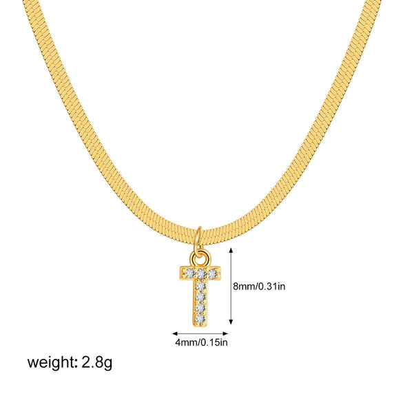 Wholesale Jewelry Simple Allmatch Copper Oshaped Chain Necklace With Letter Pattern 18K Gold Plated