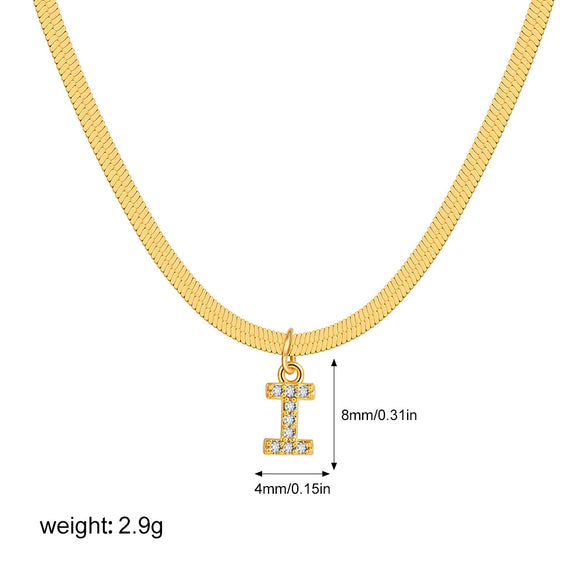Wholesale Jewelry Simple Allmatch Copper Oshaped Chain Necklace With Letter Pattern 18K Gold Plated