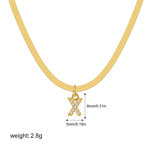 Wholesale Jewelry Simple Allmatch Copper Oshaped Chain Necklace With Letter Pattern 18K Gold Plated