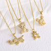 Wholesale Jewelry Simple Animal Style Copper O Word Chain Necklace With Electroplating And Bear Elephant Pendant
