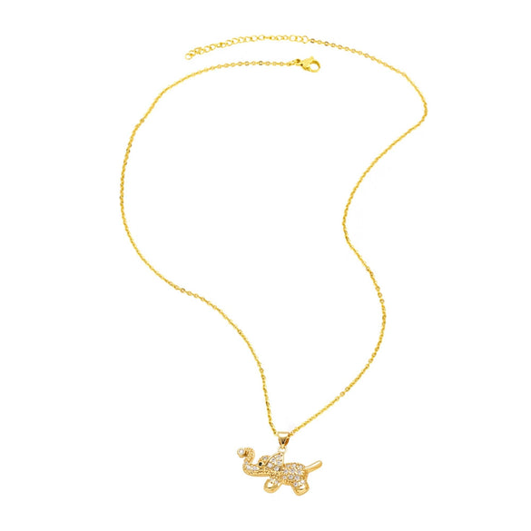 Wholesale Jewelry Simple Animal Style Copper O Word Chain Necklace With Electroplating And Bear Elephant Pendant