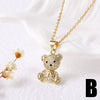 Wholesale Jewelry Simple Animal Style Copper O Word Chain Necklace With Electroplating And Bear Elephant Pendant