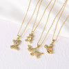 Wholesale Jewelry Simple Animal Style Copper O Word Chain Necklace With Electroplating And Bear Elephant Pendant