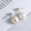 Wholesale Jewelry Simple Baroque Freshwater Pearl S925 Sterling Silver Geometric Electroplated Earrings For Women And Students