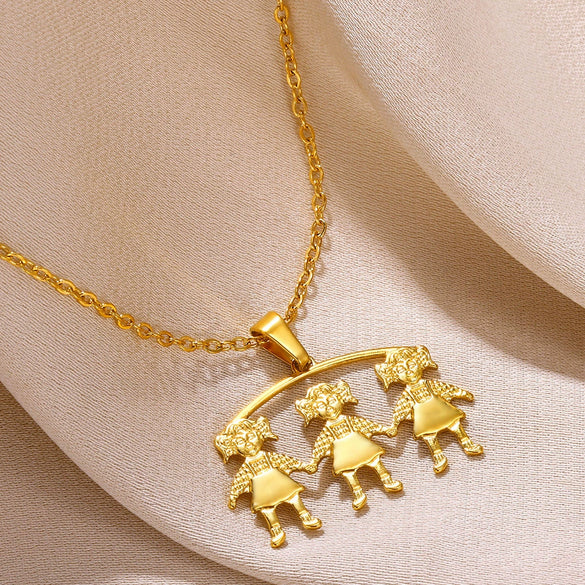 Wholesale Jewelry Simple Cartoon Character Stainless Steel Pendant Necklace