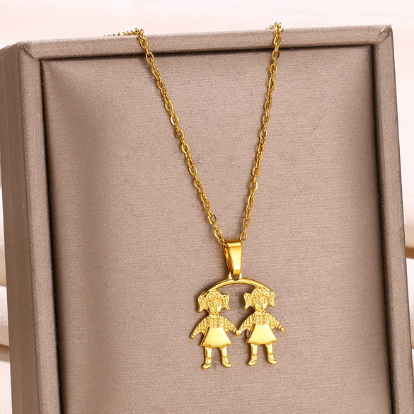 Wholesale Jewelry Simple Cartoon Character Stainless Steel Pendant Necklace