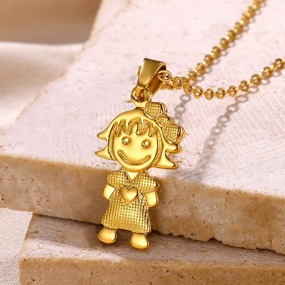 Wholesale Jewelry Simple Cartoon Character Stainless Steel Pendant Necklace