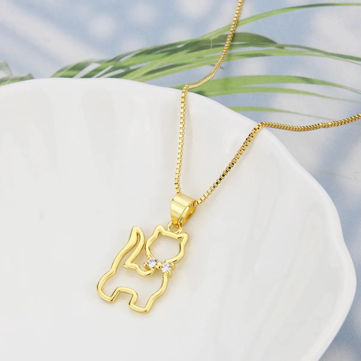 Wholesale Jewelry Simple Cat Shape Pendant Copper Inlaid Zirconium Necklace Gooddiy