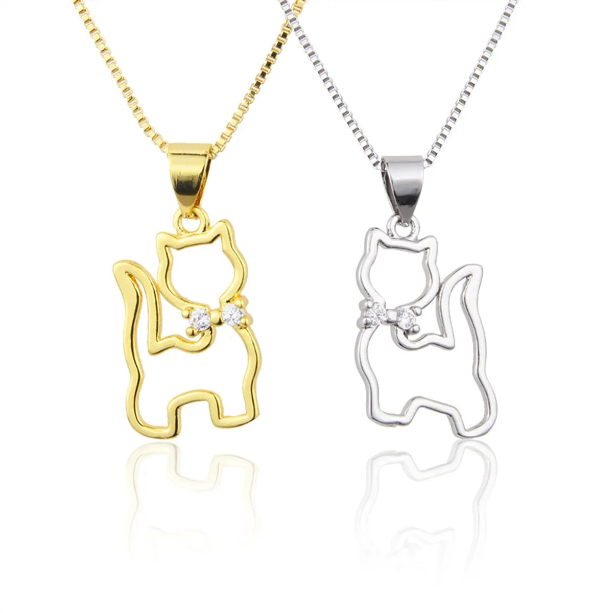 Wholesale Jewelry Simple Cat Shape Pendant Copper Inlaid Zirconium Necklace Gooddiy