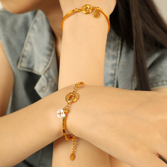 Wholesale Jewelry Simple Chain Bracelet 316L Stainless Steel Geometric Electroplating