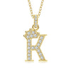 Wholesale Jewelry Simple Classic Crown Zircon English Letter Pendant Copper Goldplated Necklace For Women