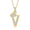 Wholesale Jewelry Simple Classic Crown Zircon English Letter Pendant Copper Goldplated Necklace For Women