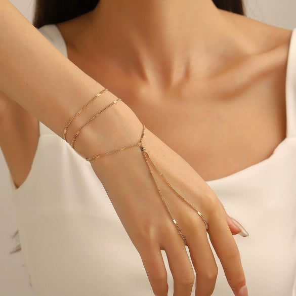Wholesale Jewelry Simple Copper Geometric Women's Electroplated Multi Layer Sequined Thin Chain Bracelet