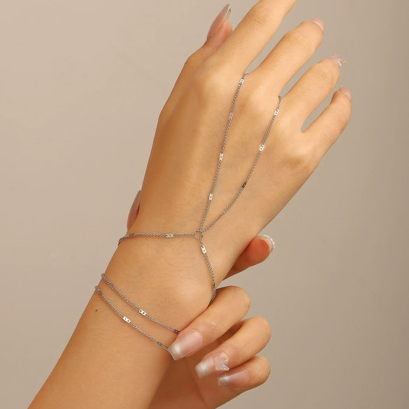 Wholesale Jewelry Simple Copper Geometric Women's Electroplated Multi Layer Sequined Thin Chain Bracelet