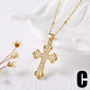 Wholesale Jewelry Simple Cross Pearl Full Zircon Copper Necklace With Electroplating