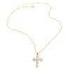 Wholesale Jewelry Simple Cross Pearl Inlaid Zircon Copper Pendant Necklace With Clavicle Chain Electroplating