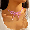 Wholesale Jewelry Simple Fashion Bow Copper Alloy Electroplated Collarbone Chain