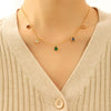 Wholesale Jewelry Simple Fashion Colorful Zircon Geometric Pendant Necklace With Titanium Steel Bead Chain