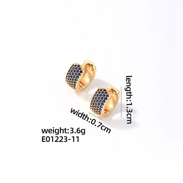 Wholesale Jewelry Simple Fashion Geometric Copper Gold Plated Colorful Zircon Earrings For Women