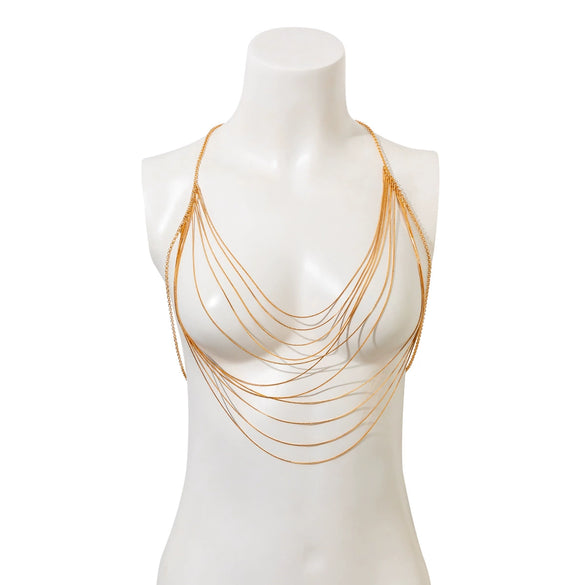 Wholesale Jewelry Simple Fashion Multi Layer Tassel Body Chain Exaggerated Design Snake Bone Chain Copper Iron Electroplated For Women