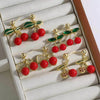 Wholesale Jewelry Simple Fruit Cherry Pendant Earrings For Women Copper Gold Plated