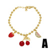 Wholesale Jewelry Simple Fruit Cherry Strawberry Copper Goldplated Pendant Bracelet