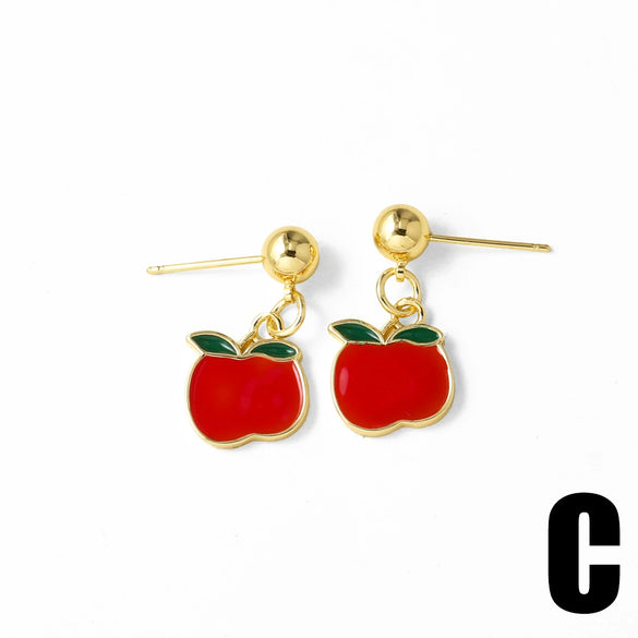 Wholesale Jewelry Simple Fruitstyle Copper Goldplated Earrings