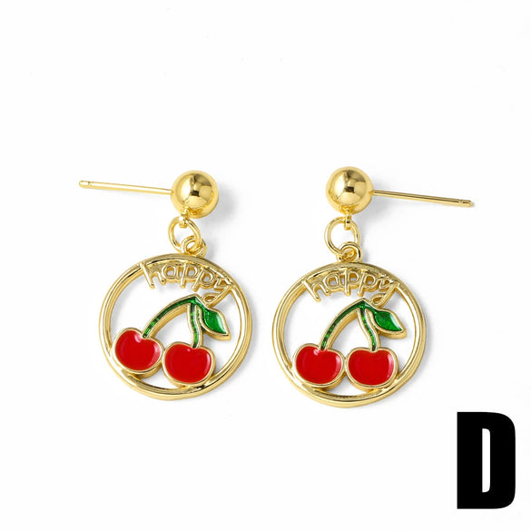Wholesale Jewelry Simple Fruitstyle Copper Goldplated Earrings