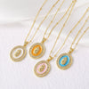 Wholesale Jewelry Simple Geometric Copper Electroplated Pendant Necklace With O Word Chain