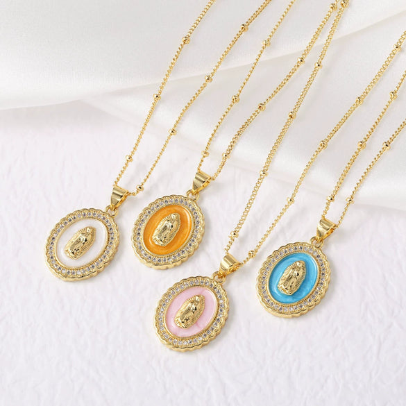 Wholesale Jewelry Simple Geometric Copper Electroplated Pendant Necklace With O Word Chain