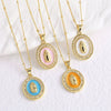 Wholesale Jewelry Simple Geometric Copper Electroplated Pendant Necklace With O Word Chain