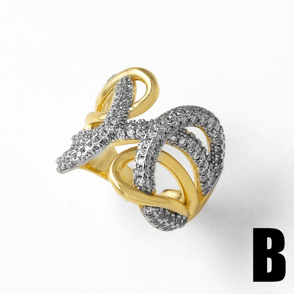 Wholesale Jewelry Simple Geometric Copper Electroplating Irregular Opening Ring For Women