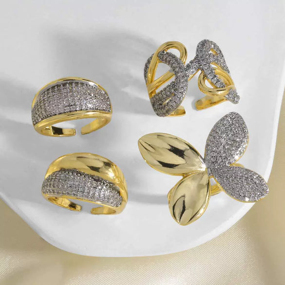 Wholesale Jewelry Simple Geometric Copper Electroplating Irregular Opening Ring For Women