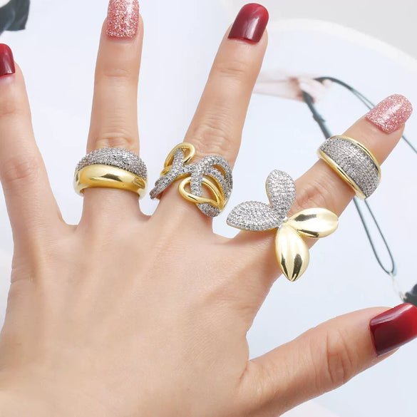 Wholesale Jewelry Simple Geometric Copper Electroplating Irregular Opening Ring For Women
