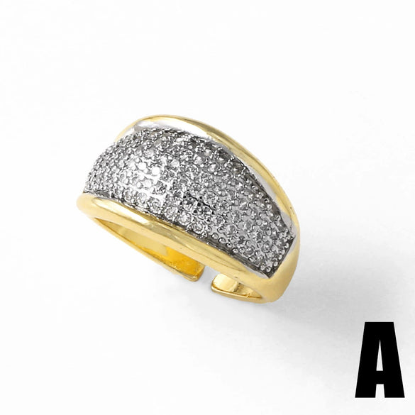 Wholesale Jewelry Simple Geometric Copper Electroplating Irregular Opening Ring For Women
