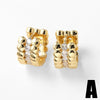 Wholesale Jewelry Simple Geometric Copper 18K Gold Plated Inlaid Zircon Earrings For Women
