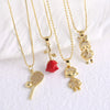 Wholesale Jewelry Simple Geometric Copper Rose Pendant Necklace With Box Chain And Electroplating For Boys And Girls